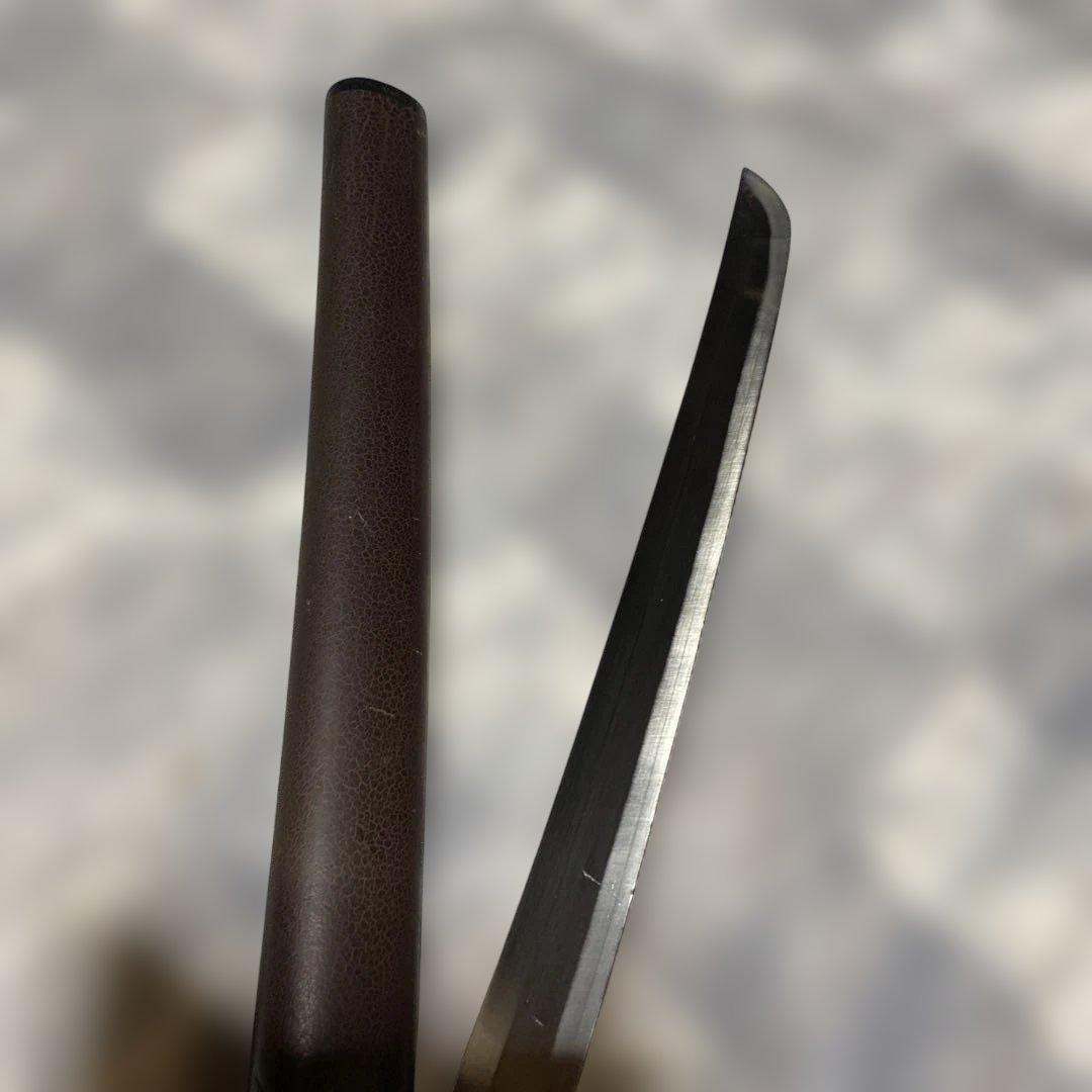 上級模造刀 茶柄 鶴松図楕円鍔 茶鱗鞘