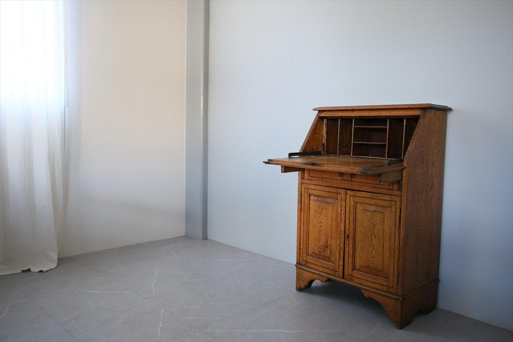 英国アンティーク木製ライティングビューロー/勉強机デスク/テーブル(89-71)