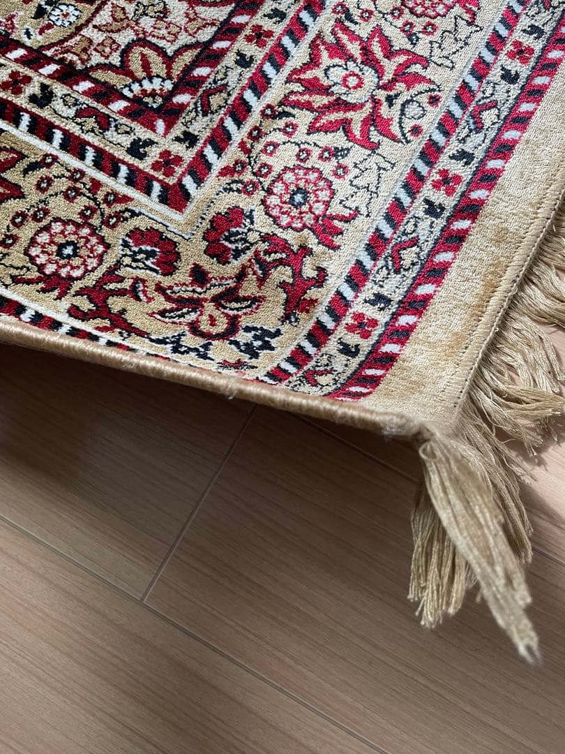 ペルシャ風ラグ 赤黒ベージュ 伝統的デザイン220×150