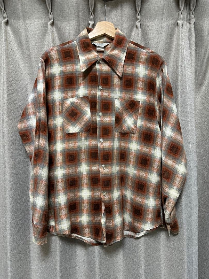 70s Prest-Rite プリントネルシャツ