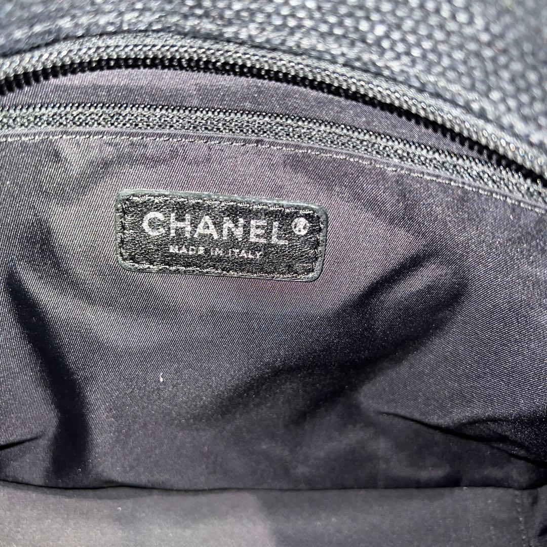 シャネル　パリビアリッツトートバッグ　ブラックシルバー金具