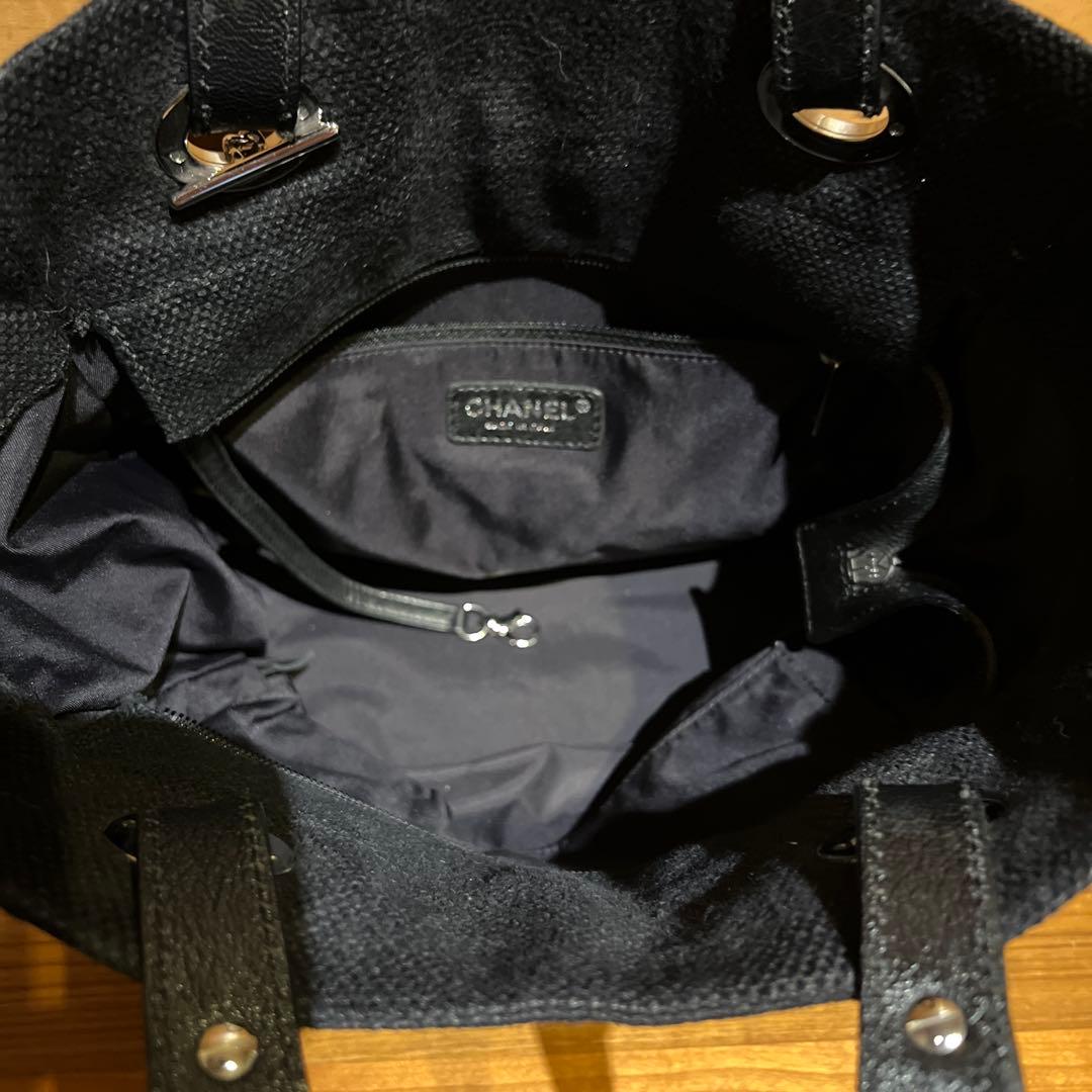 シャネル　パリビアリッツトートバッグ　ブラックシルバー金具