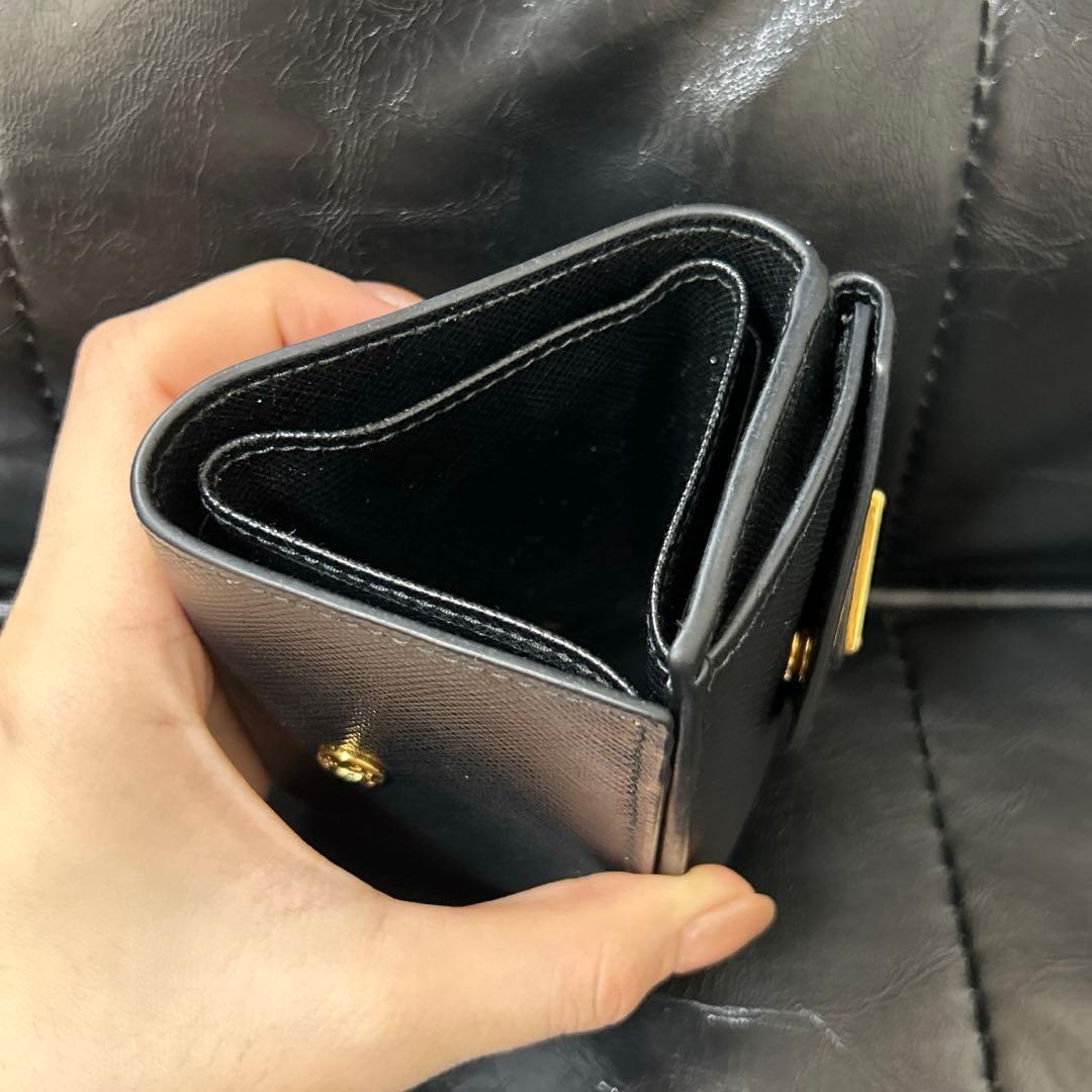 PRADA プラダ サフィアーノ ゴールド三角バッジ 財布 ブラック ウォレット