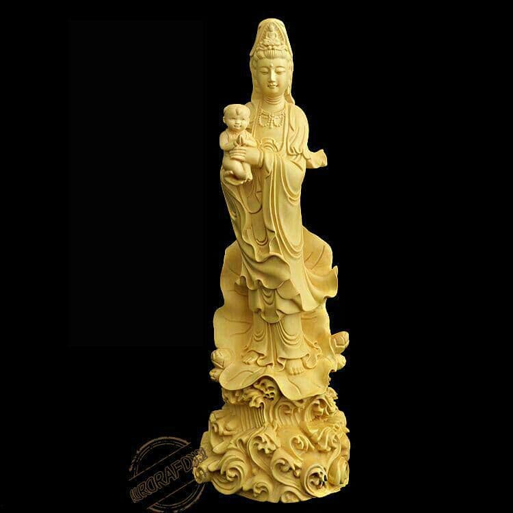 観音さま*木彫り*置物*工芸品*仏像* ギフト 高3