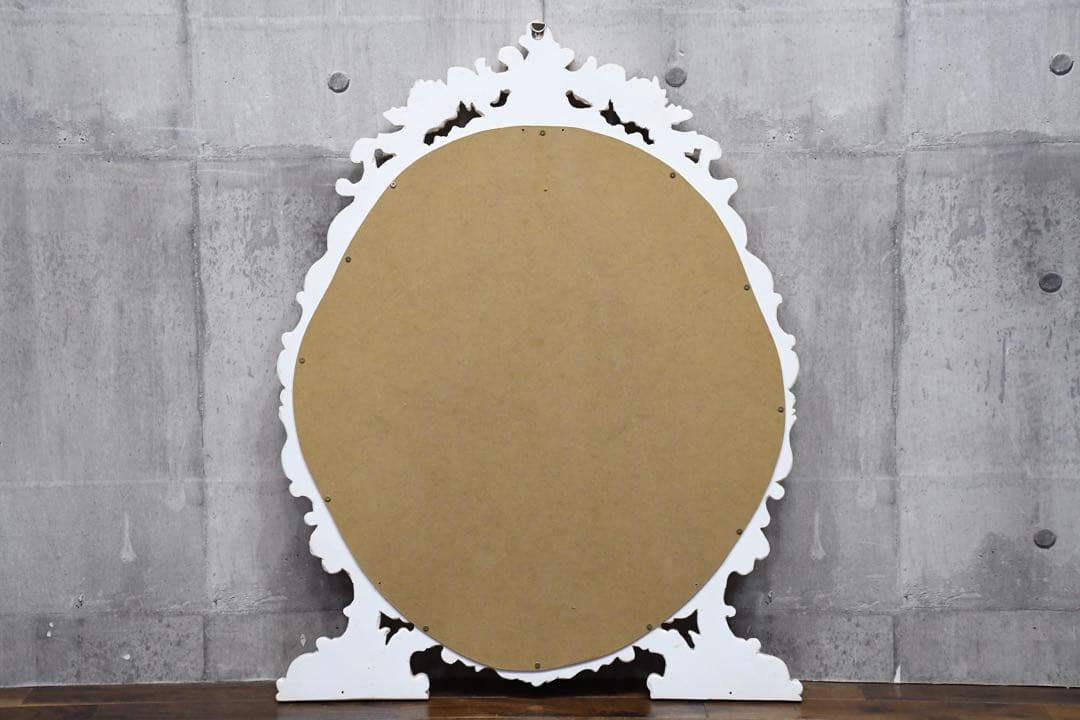 FAC58 ロココ調 猫脚 レリーフ ウォールミラー トールペイント クラック