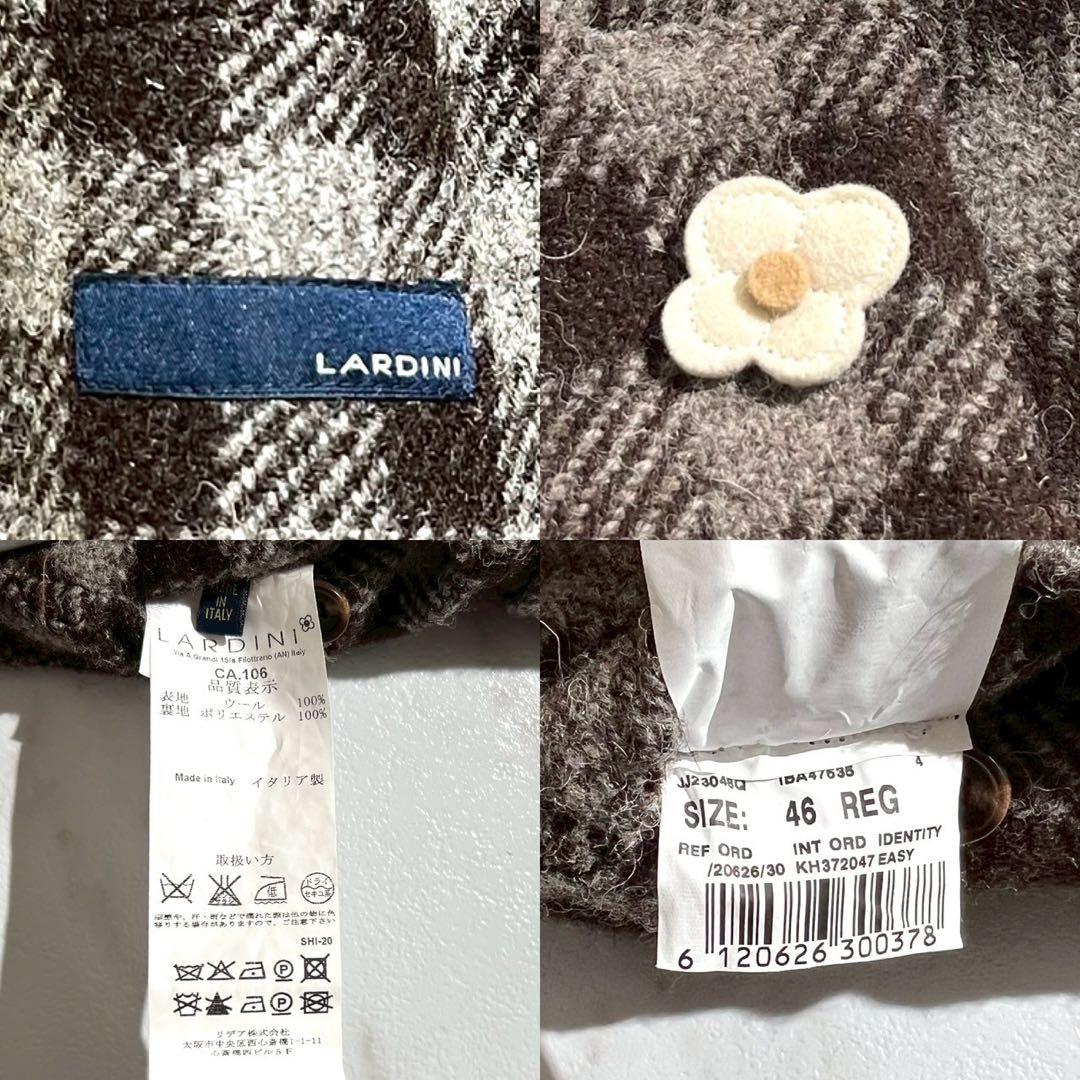 極美品 ラルディーニ チェスターコート ブートニエール チェック柄 【80】