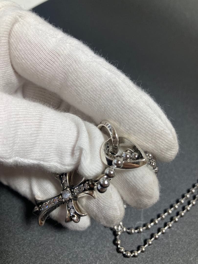 ダイヤ　クロス　クロススター　ボールチェーン　ネックレス　60㎝