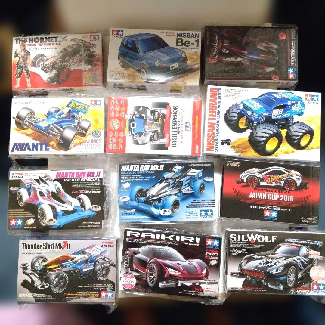 ミニ四駆 未組立12台 ＋ 豪華限定パーツ4点おまけセット