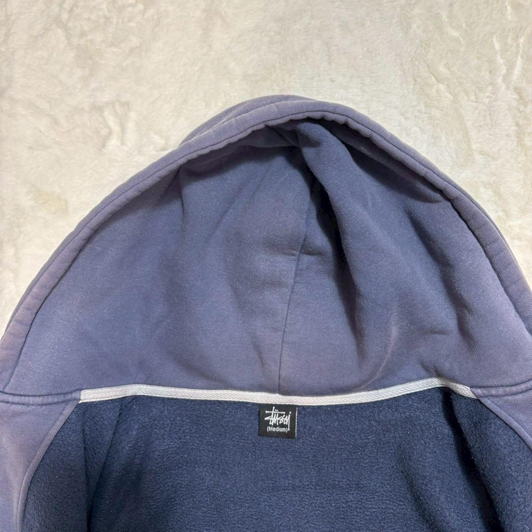 old stussy ジップアップパーカー　Sロゴ　フェード　ナス紺　ネイビー