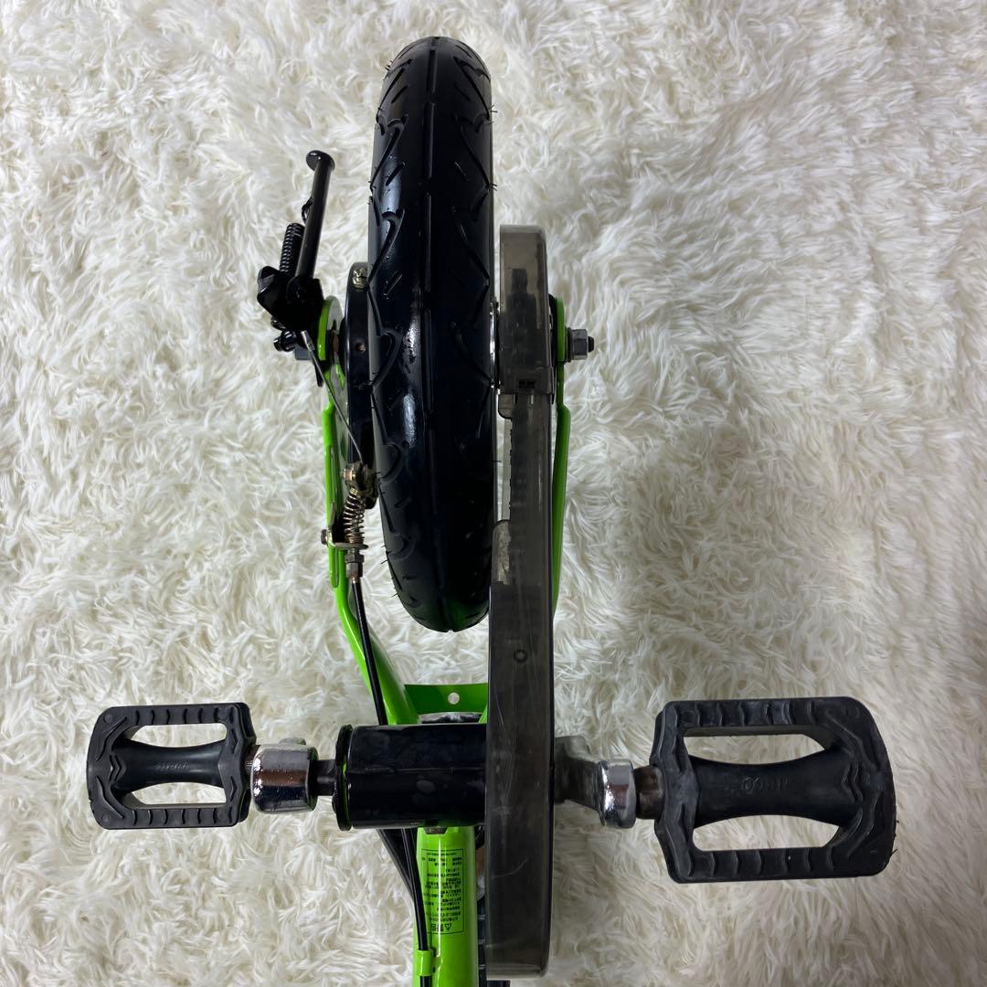 ハル【未使用級】 へんしんバイク 12インチ 緑 スタンド＆補助輪セット