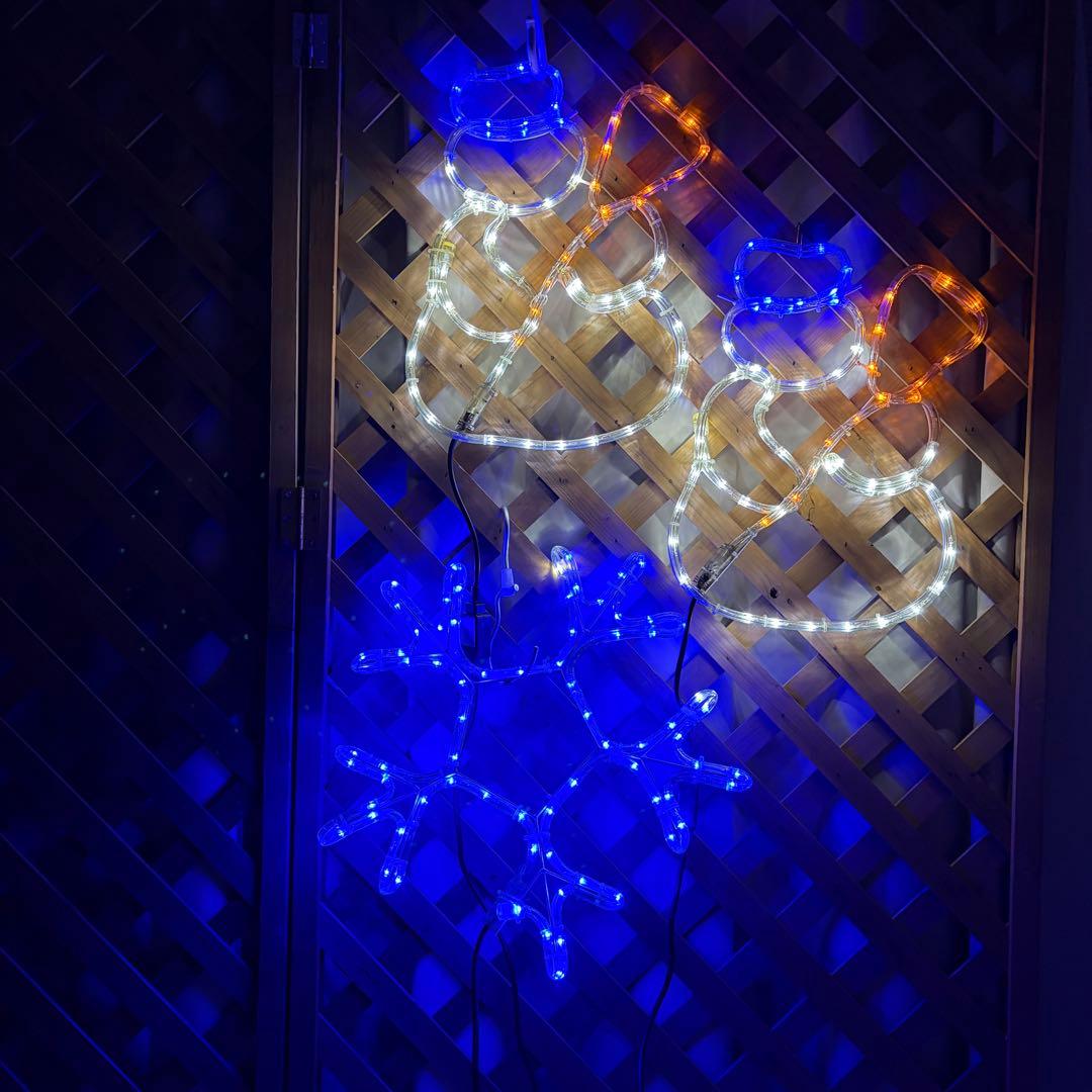 クリスマス イルミネーション 雪+雪だるま２個 ビッグサイズ LED 屋外ok