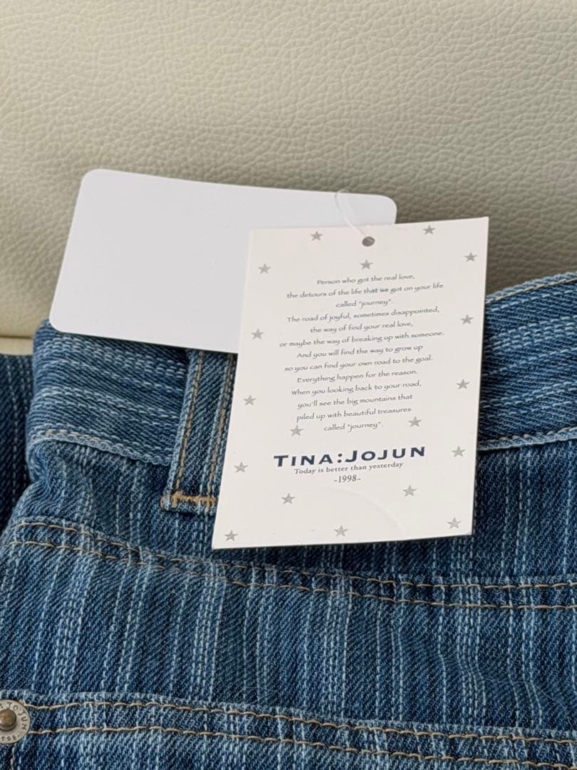 パッチワーク ストライプ デニムパンツ　 TINA：JOJUN