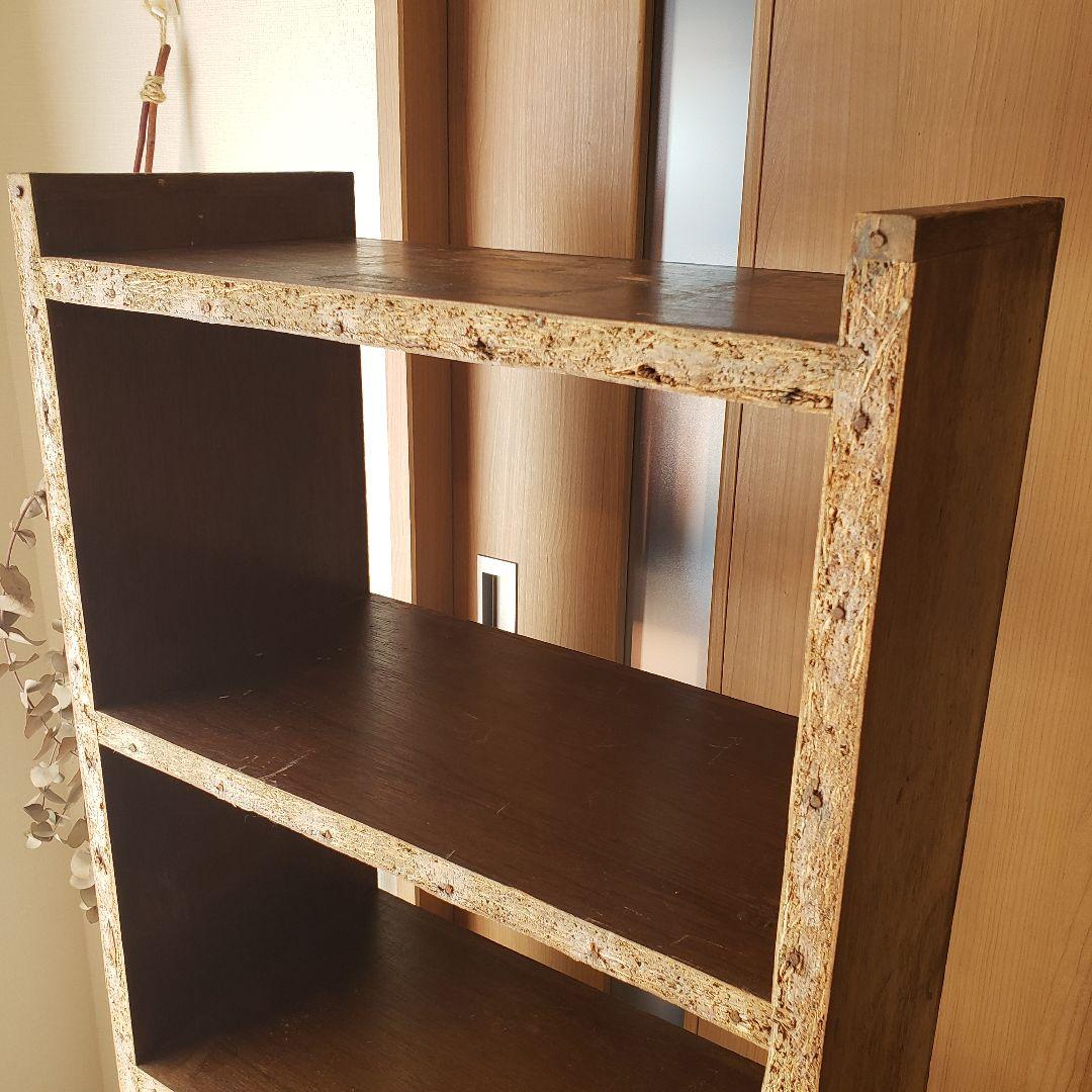 ラワンの5段収納棚　木製　ラワン材　オープンラック　古家具