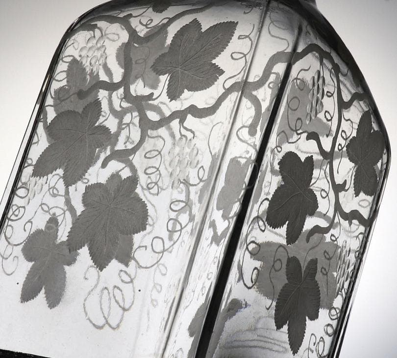 オールド・バカラ 極稀少 金彩 大型 葡萄文 スクエア型 デカンタ グラヴュール