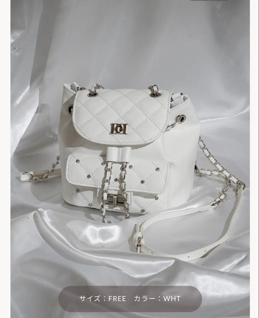 Darich キルティングビジューミニリュック　WHT