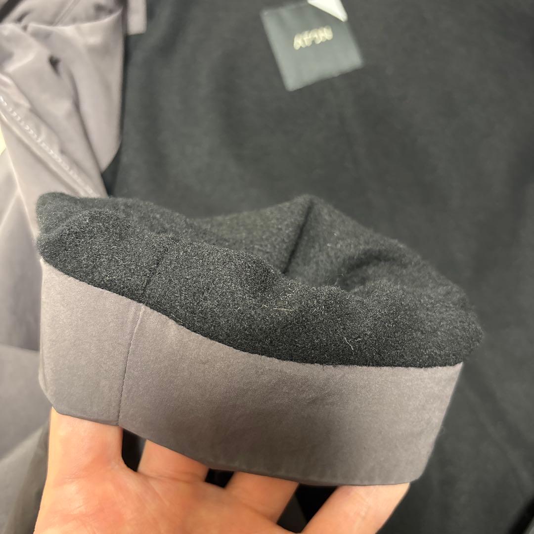 ATON ASAKO NYLON ステンカラーコート ダークグレー