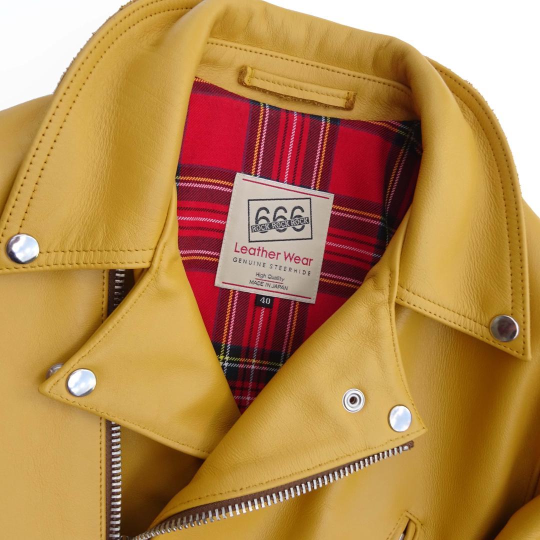666 Leather Wearトリプルシックスサイクロンライダースイエロー40