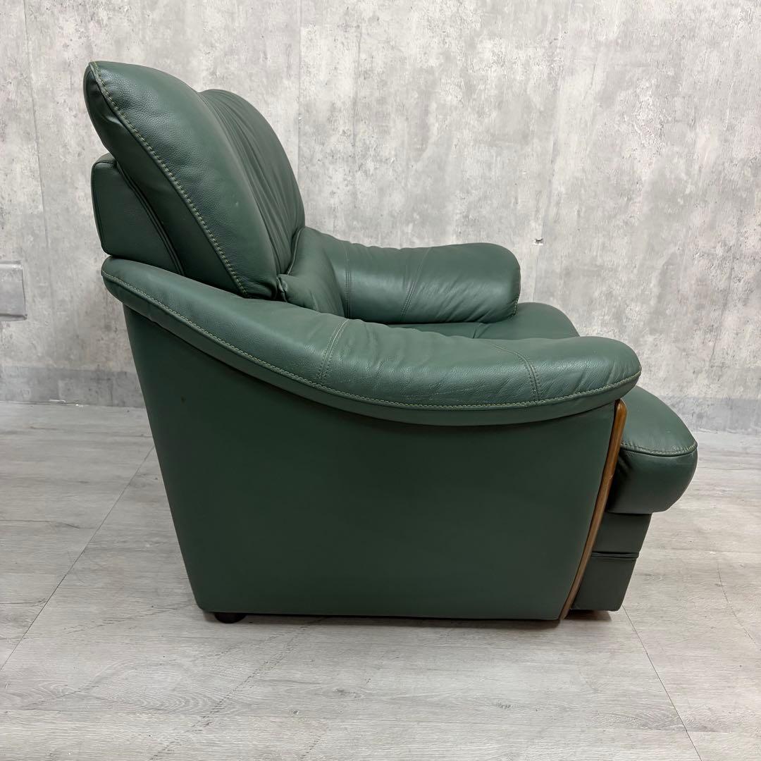 カリモク 1人掛けソファ 牛革　1p