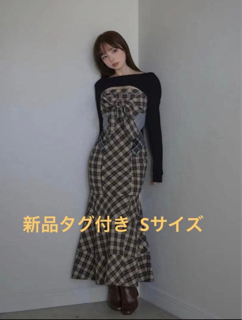 ワンピース andmary Juni check dress beige S