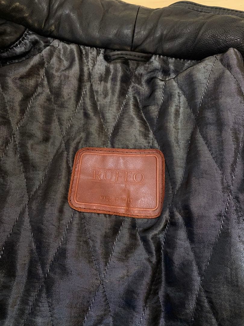RUFFO （ルッフォ） レザージャケット ブラック ダブルポケット フード付き