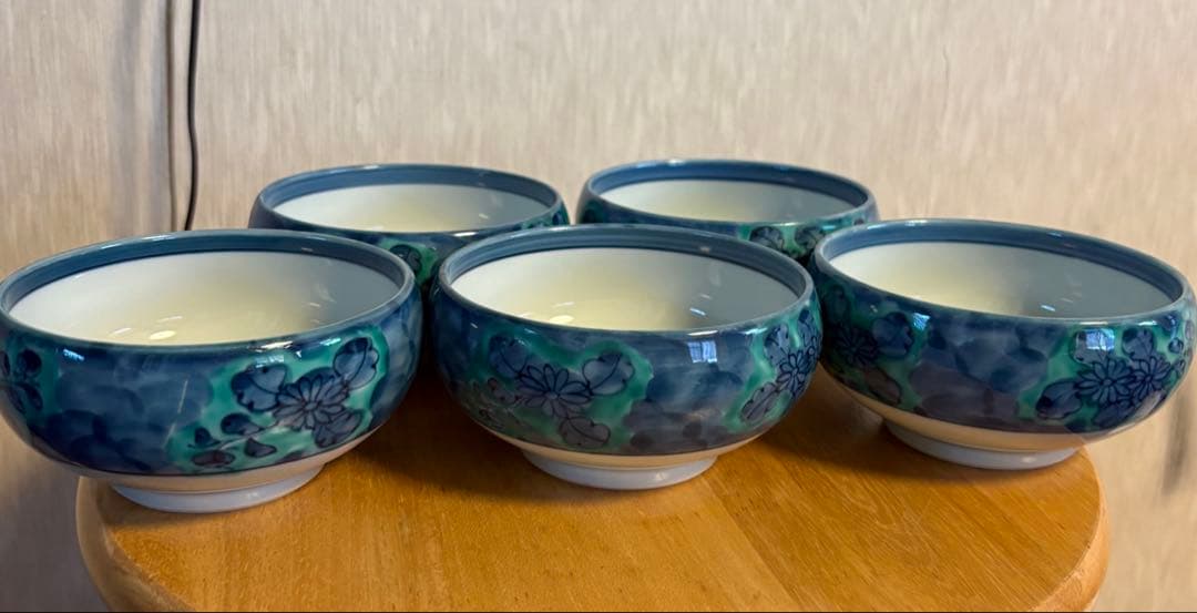 源右衛門窯　青彩菊絵　取鉢　４客セット