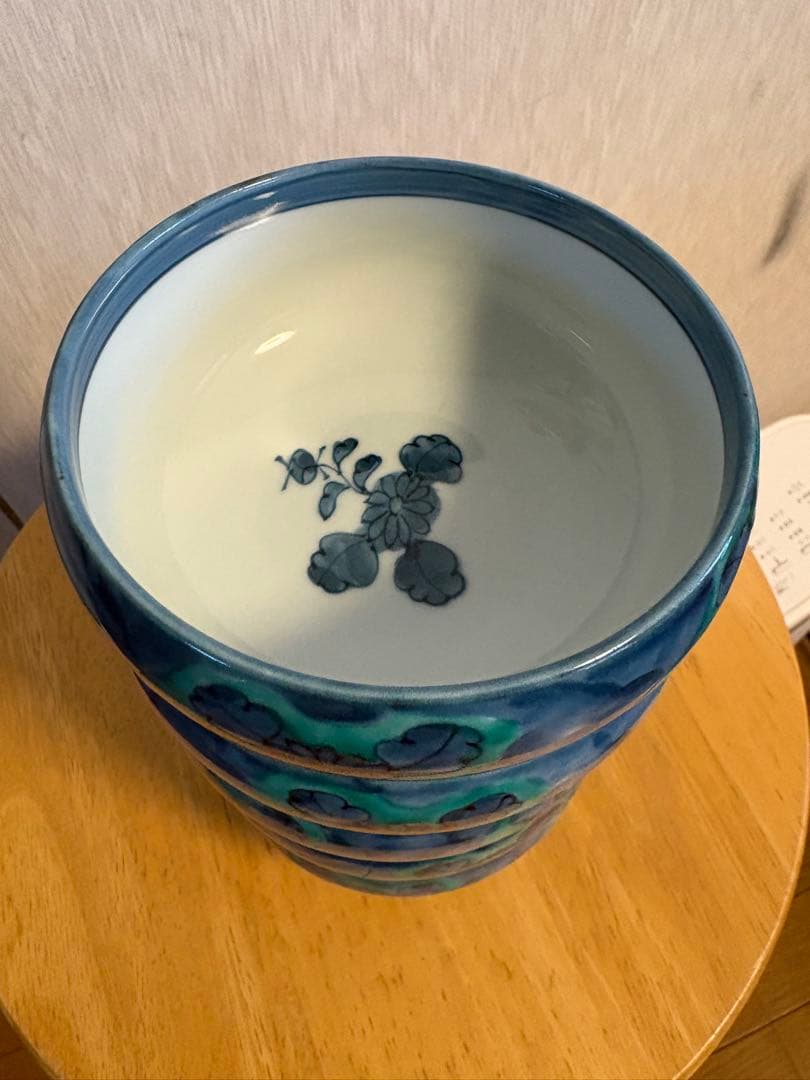 源右衛門窯　青彩菊絵　取鉢　４客セット