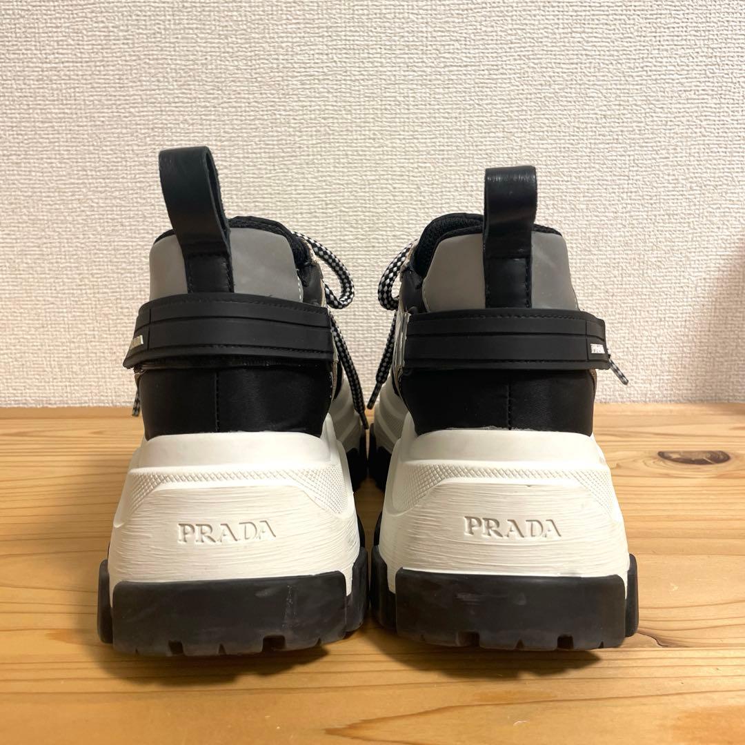 PRADA ペガサススニーカー （37）ブラック/ホワイト