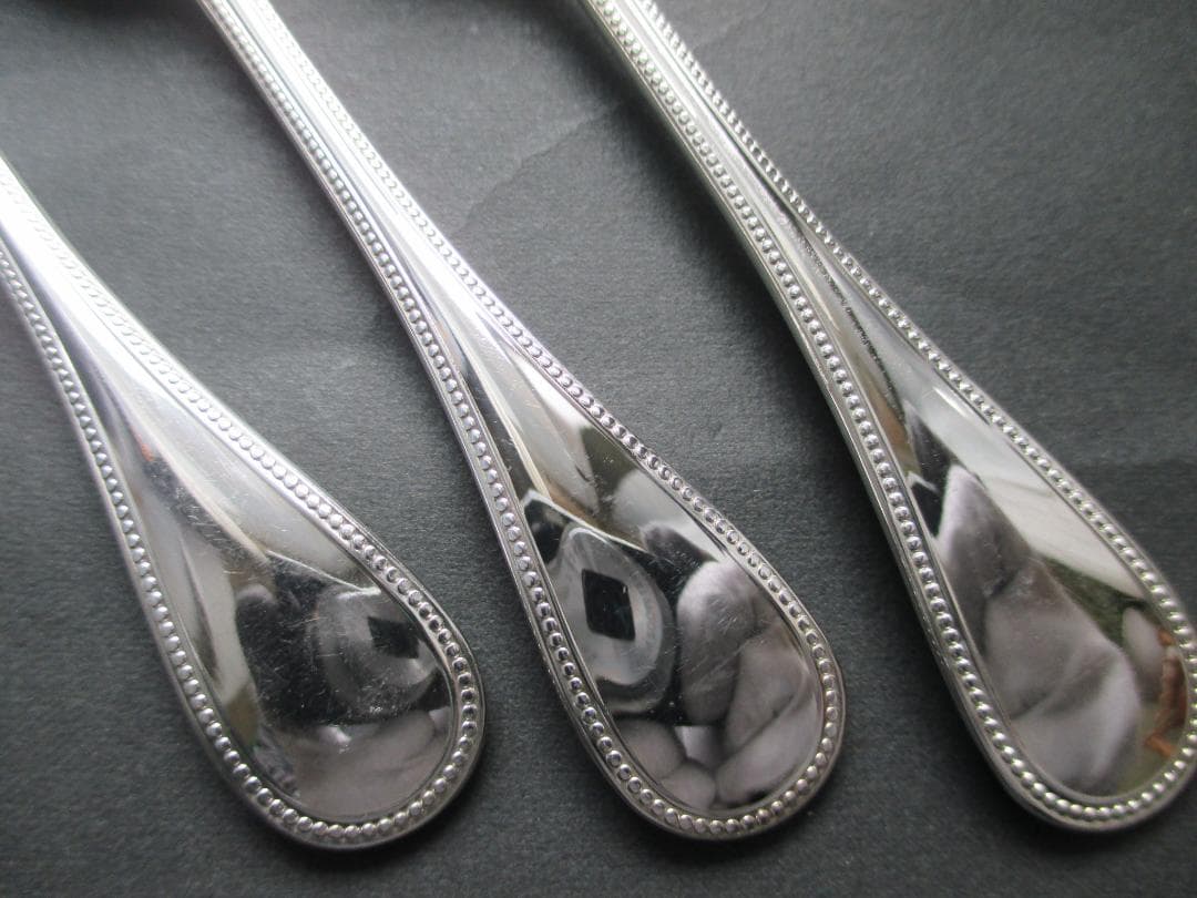 極美品☆高級銀器クリストフルシルバー銀P コーヒースプーン3本　人気のパール
