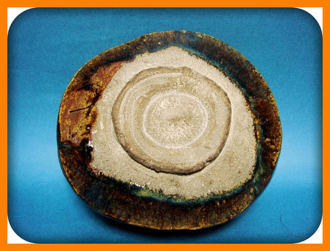 739『飴釉 十字紋 クロス 沓茶碗』　/骨董品 古美術 アンティーク 古玩