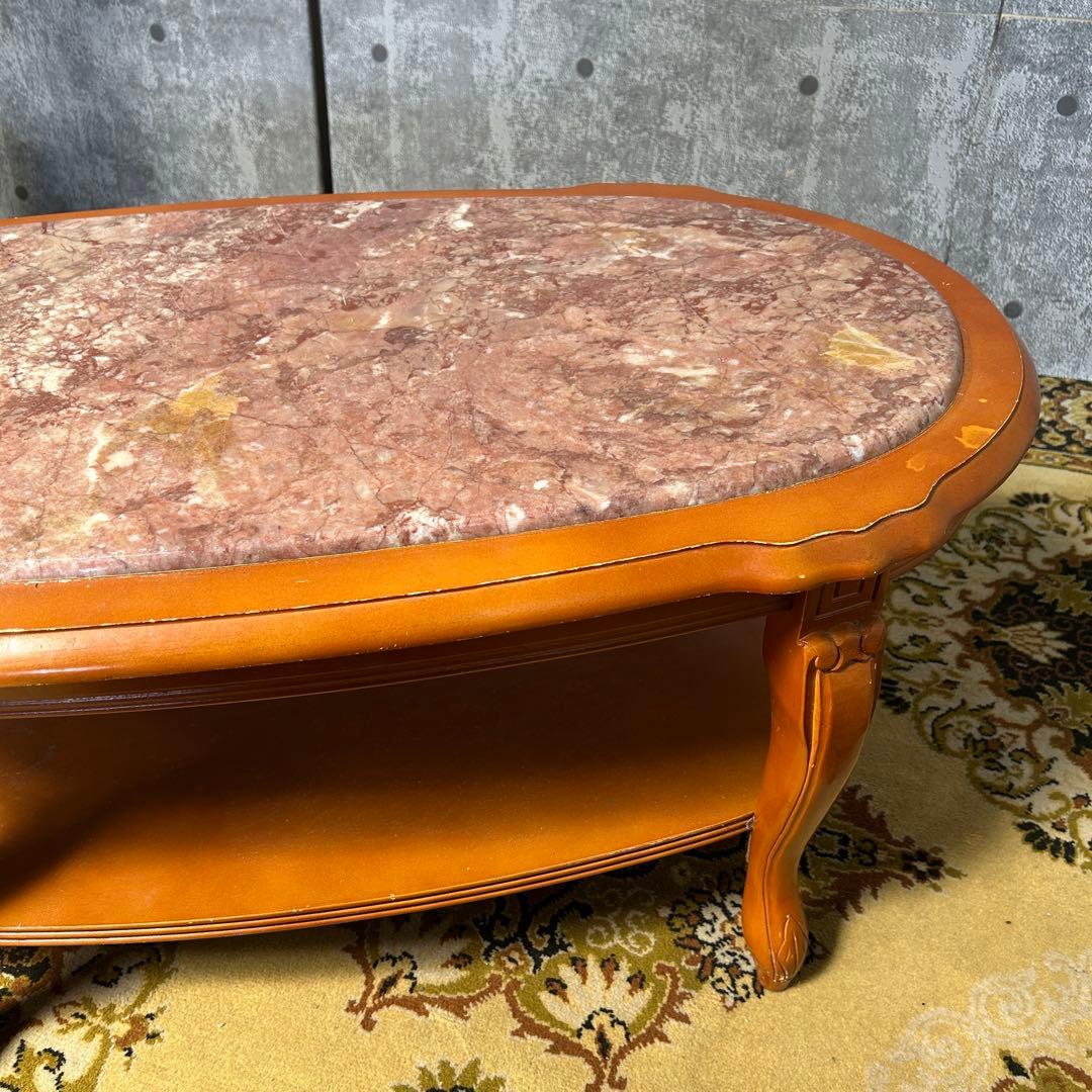 ꧁クラシック家具꧂大理石リビングテーブル センター ロー ソファ 机 猫脚