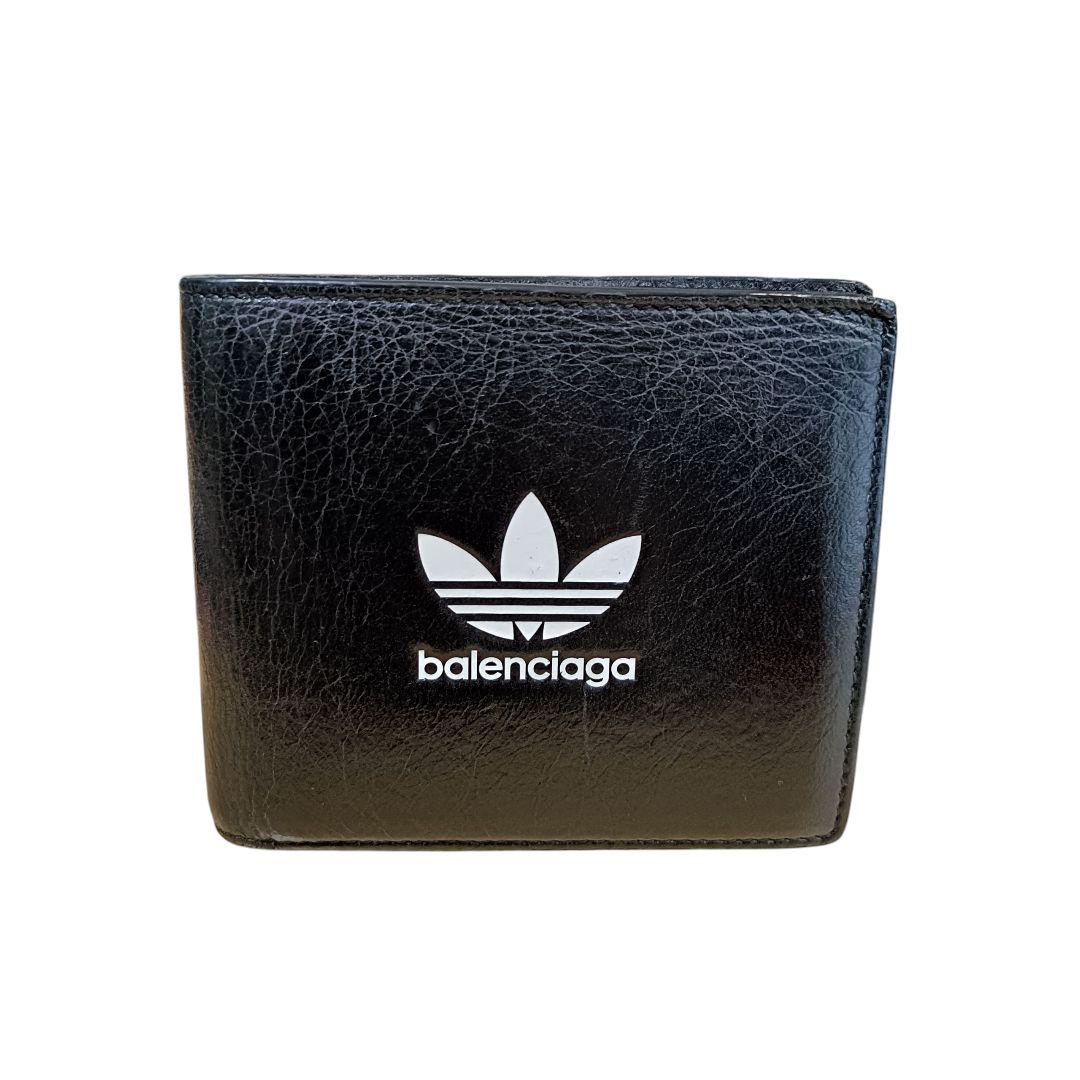 専用品　アディダス×バレンシアガ 二つ折り財布 ブラック レザー