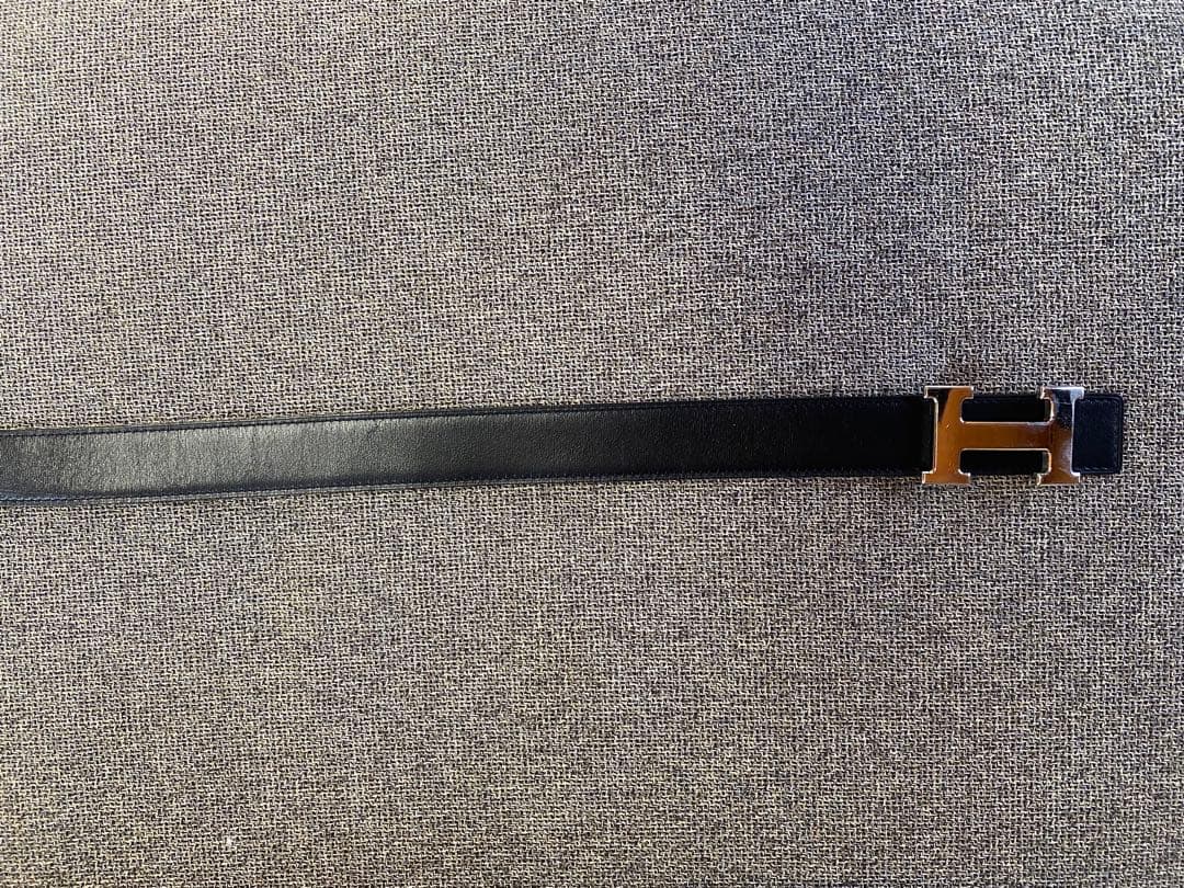 HERMES エルメス Hベルト リバーシブル ブラック ブルージーン