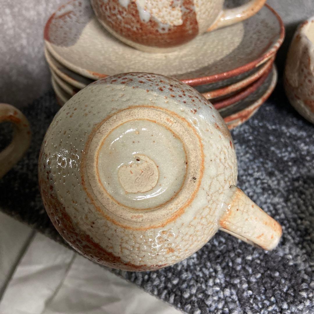 志野焼　北山窯　カップ&ソーサー　5客セット　コーヒーカップ