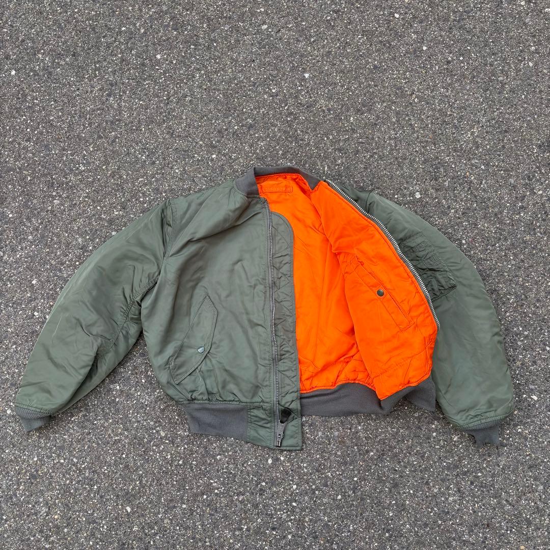 90s alpha MA-1 フライトジャケット USA製 3本線 Lサイズ