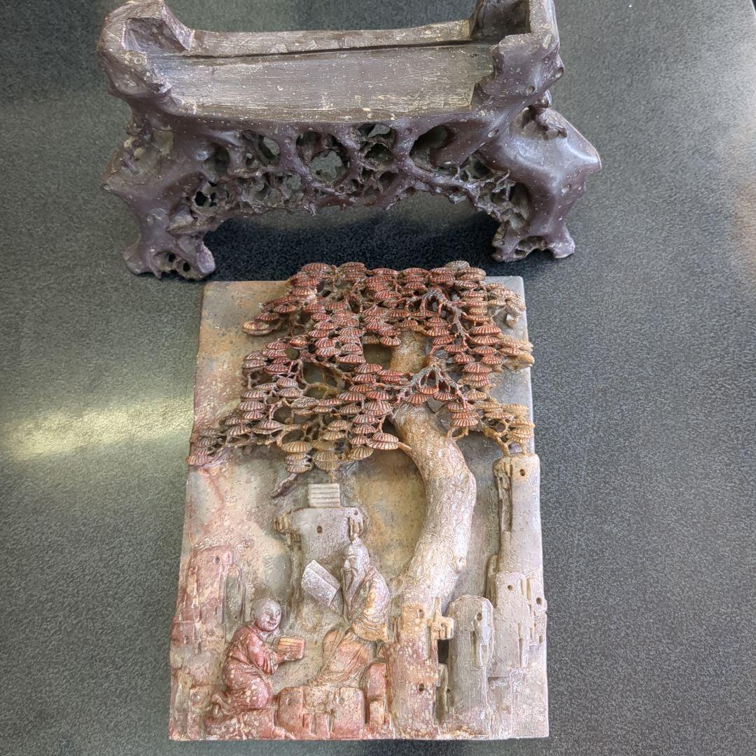 孔子石細工置物