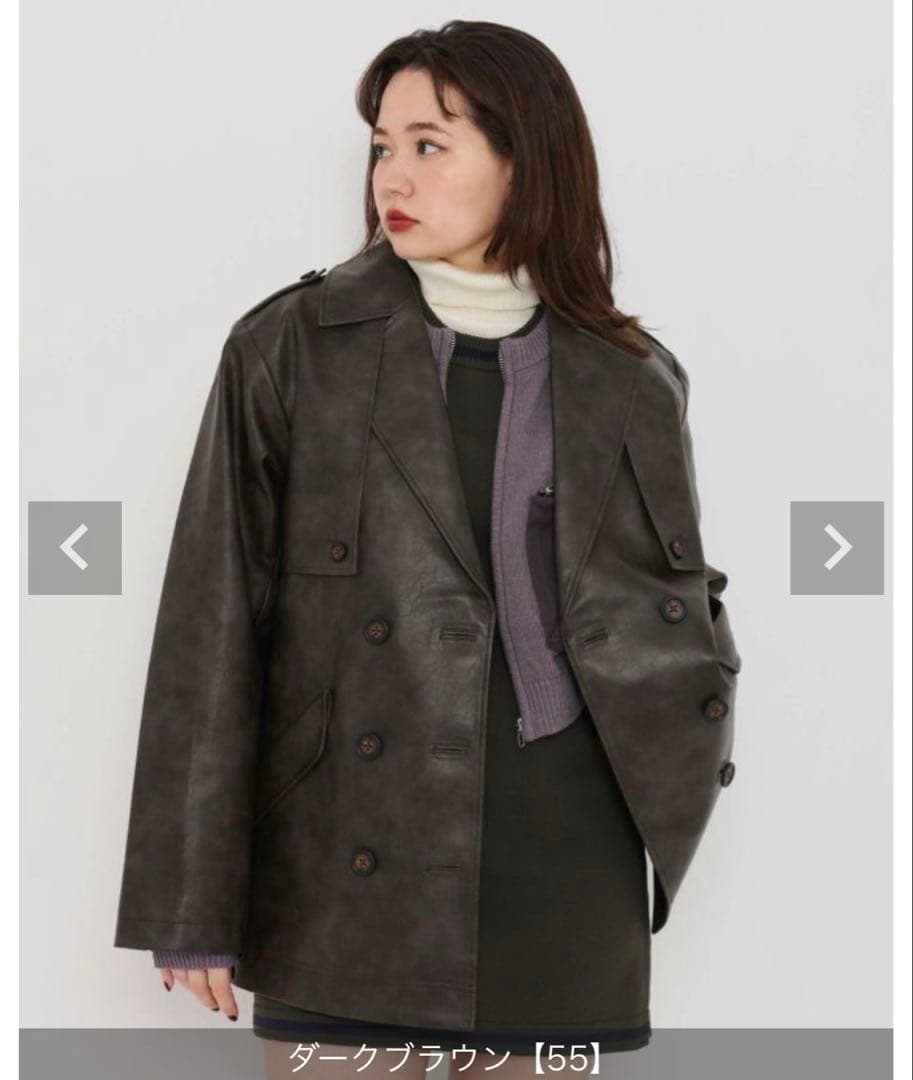 【ぴかる】TINA：JOJUN フェイクレザー　ダブルブレストジャケット