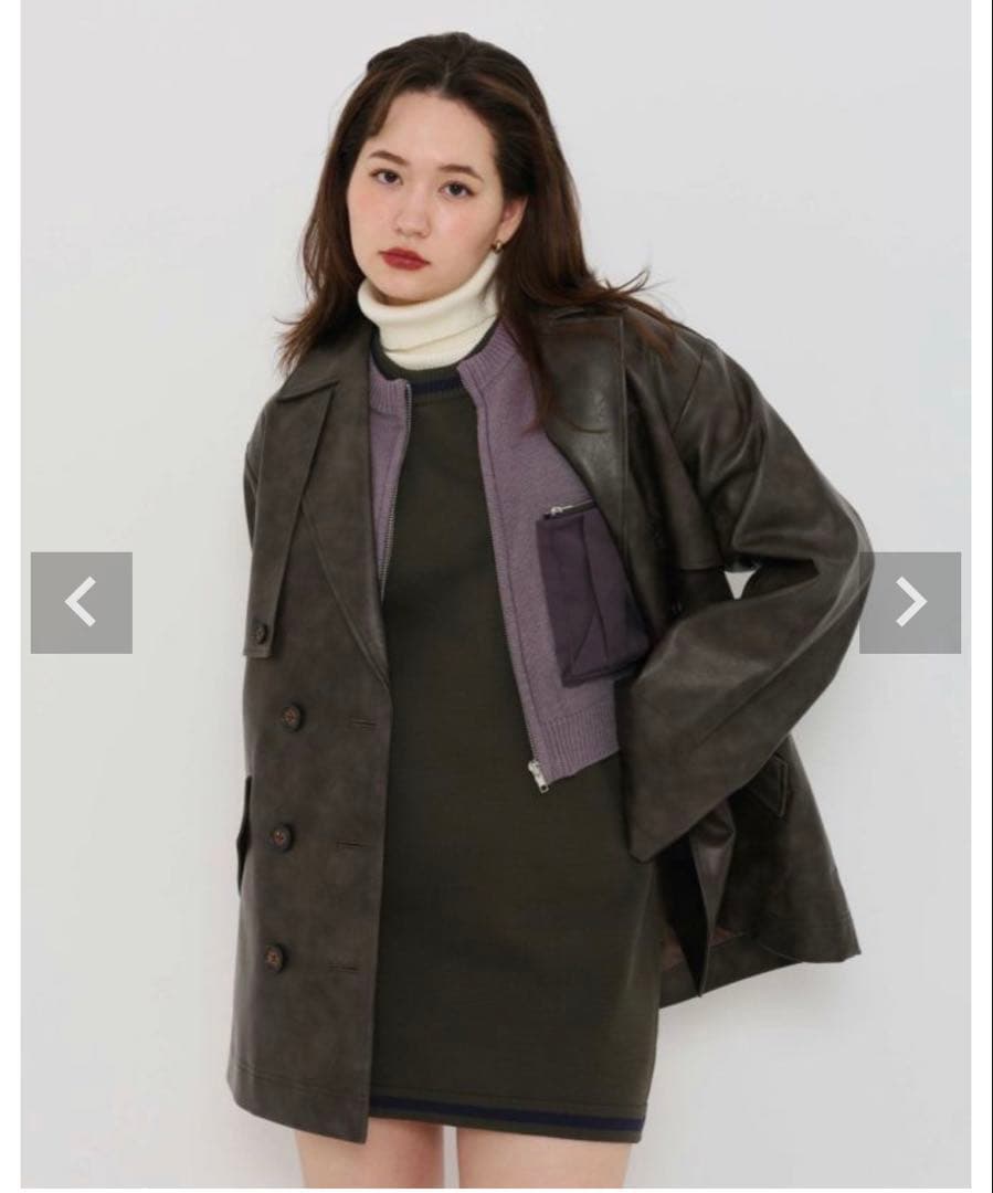 【ぴかる】TINA：JOJUN フェイクレザー　ダブルブレストジャケット