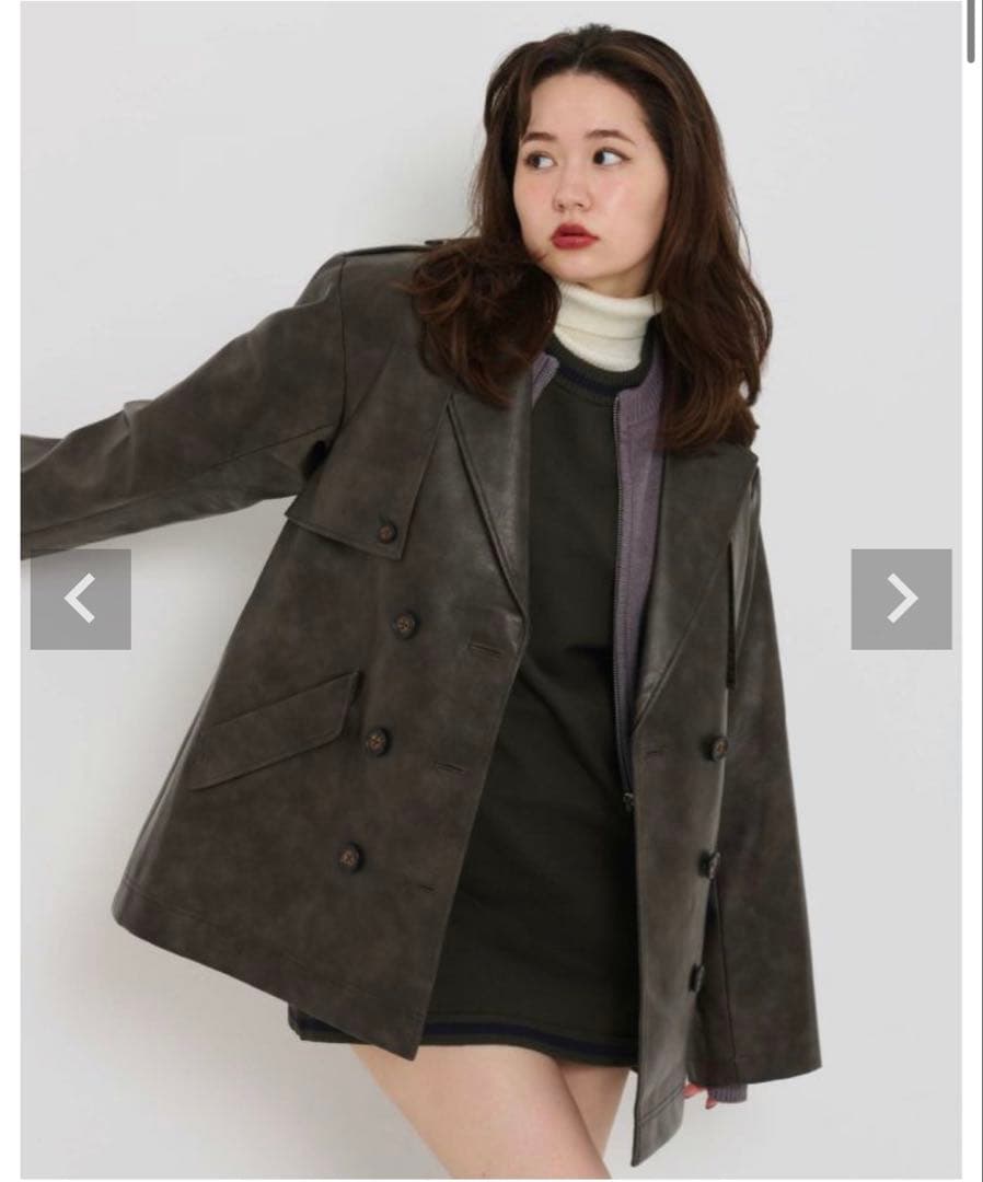 【ぴかる】TINA：JOJUN フェイクレザー　ダブルブレストジャケット