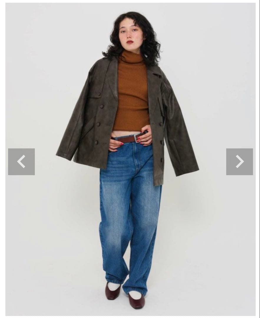 【ぴかる】TINA：JOJUN フェイクレザー　ダブルブレストジャケット