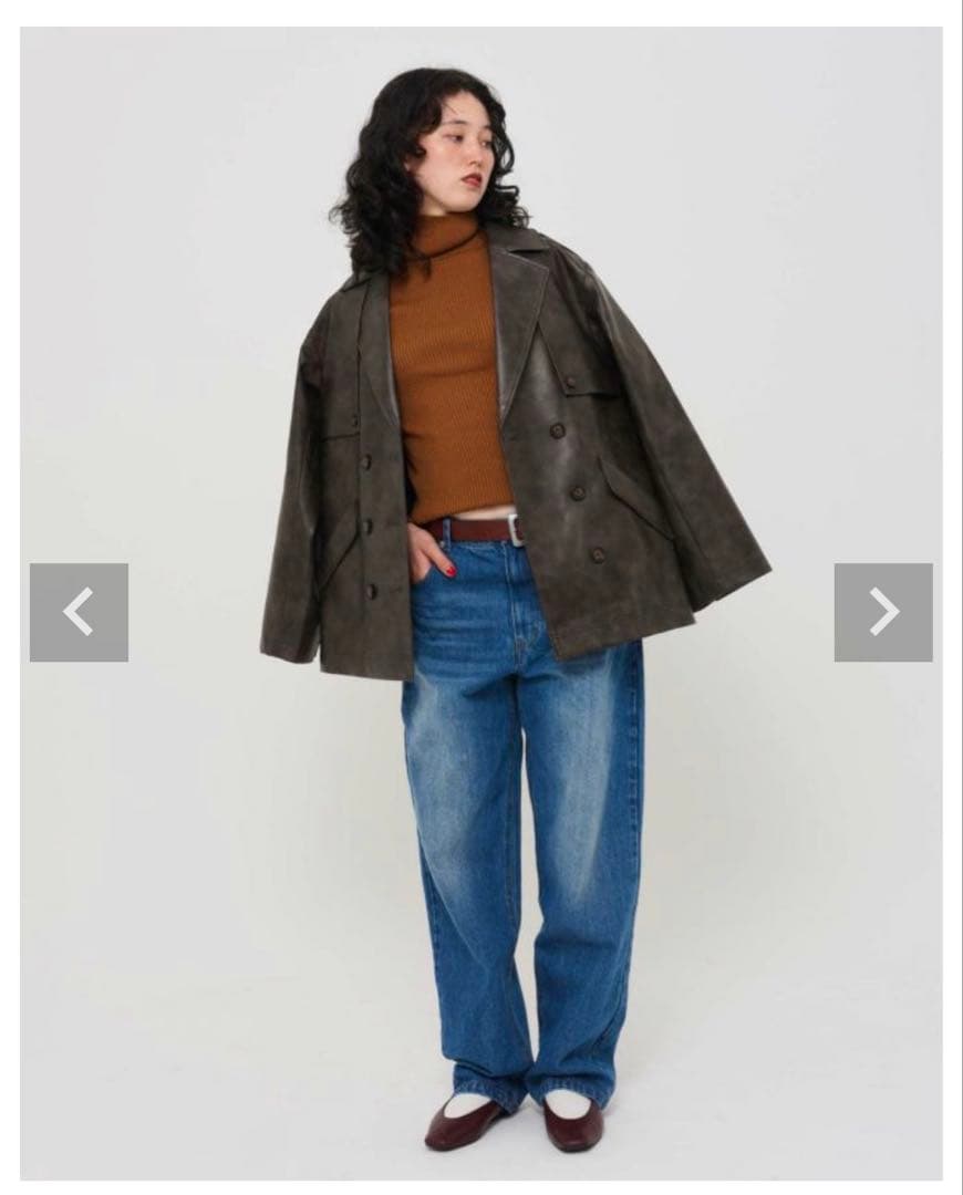 【ぴかる】TINA：JOJUN フェイクレザー　ダブルブレストジャケット