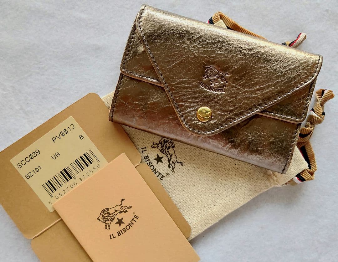 【新品】イルビゾンテ 二重フラップ ケース カード入れ ブロンズ