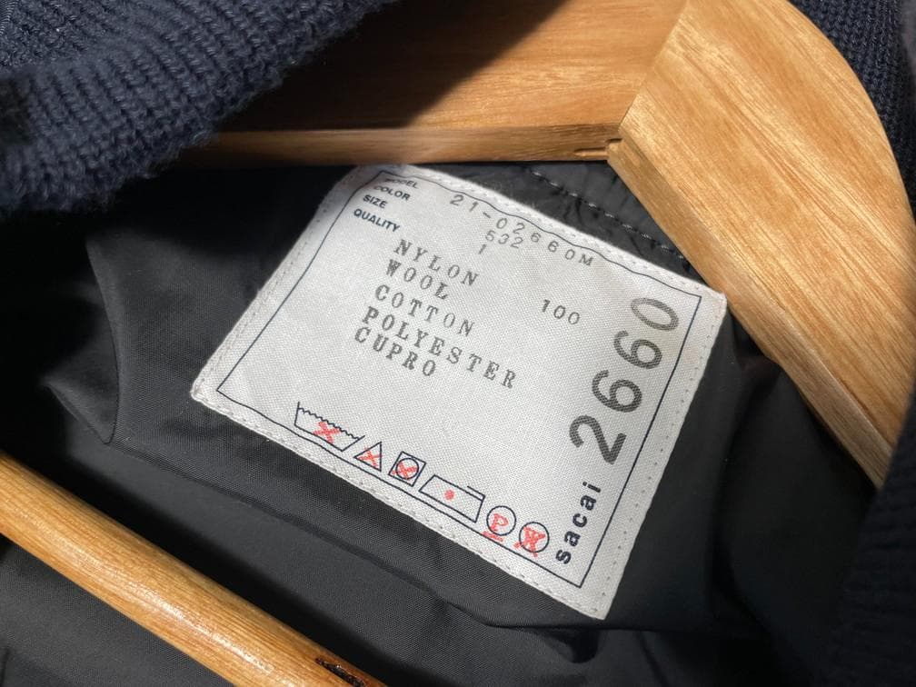 sacai サカイ　ドッキング　MA1　MA-1　ブルゾン　コートスウェット