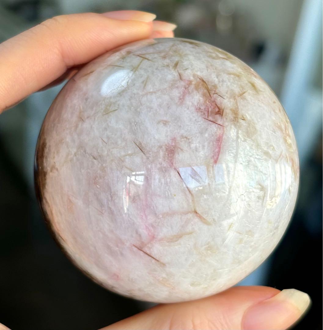 凄くレア　高品質　ムーンストーン　グリーントルマリンマイカ　ピンクマイカスフィア