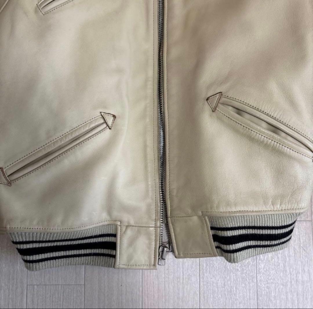 AVIREX VARSITY LEATHER JACKET クリーム