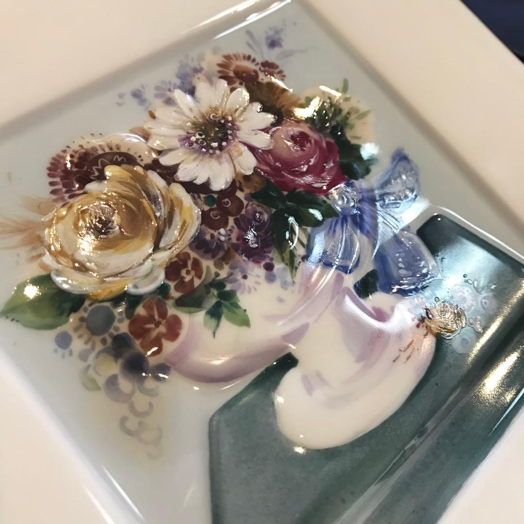 【未使用美品】マイセン 卓上の花束　H・ブレチュナイダー　陶板画