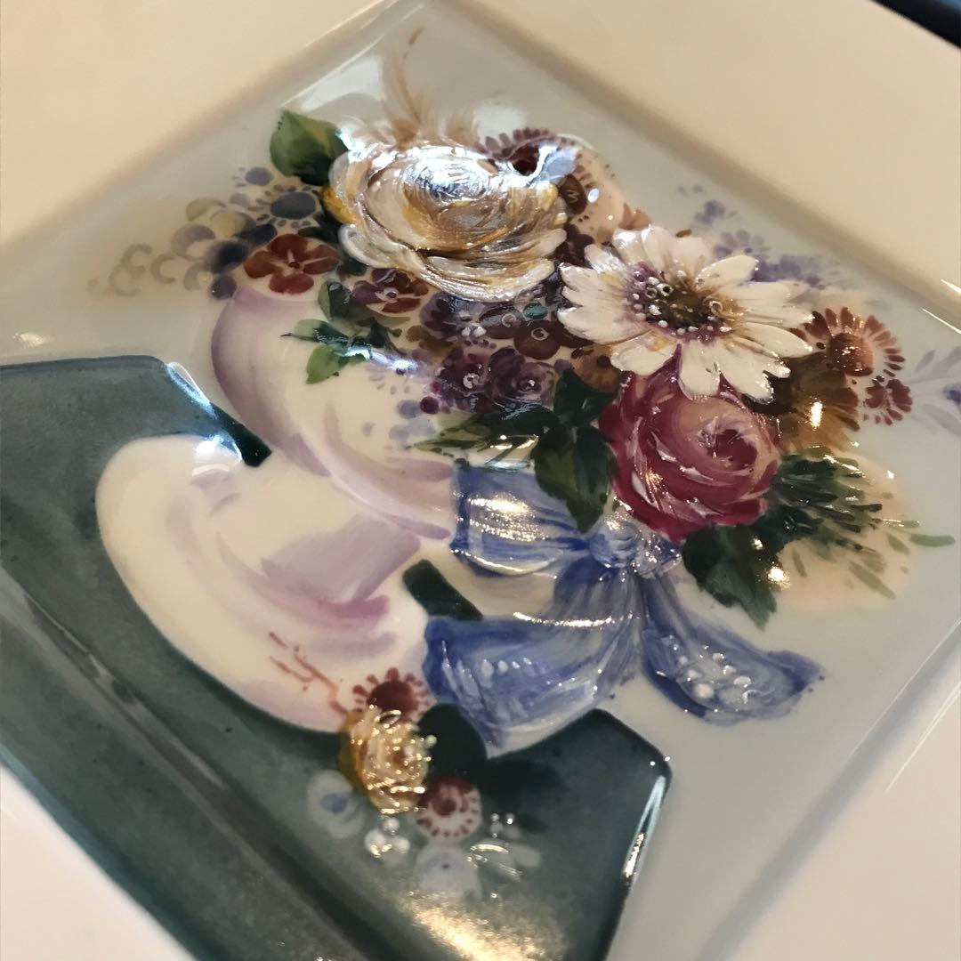 【未使用美品】マイセン 卓上の花束　H・ブレチュナイダー　陶板画