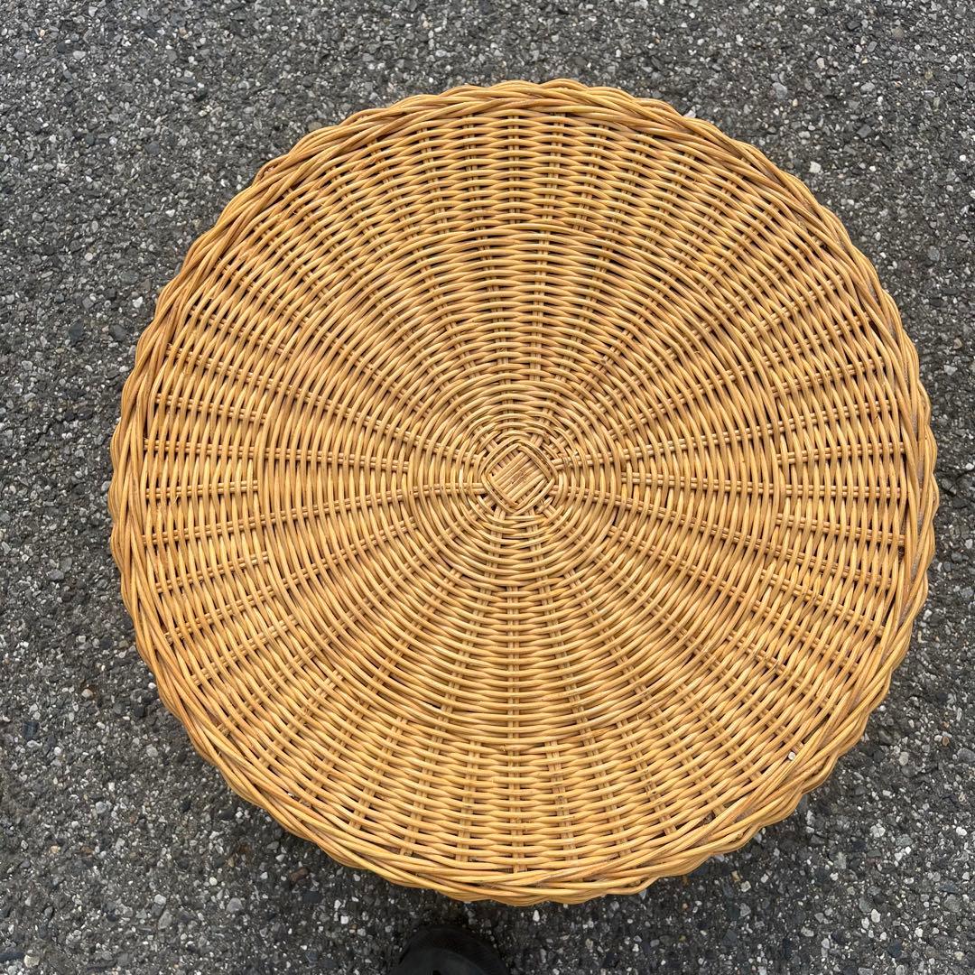ナチュラル 美品 籐ラタン製 ラウンドスツール　ハギハラ　hagihara