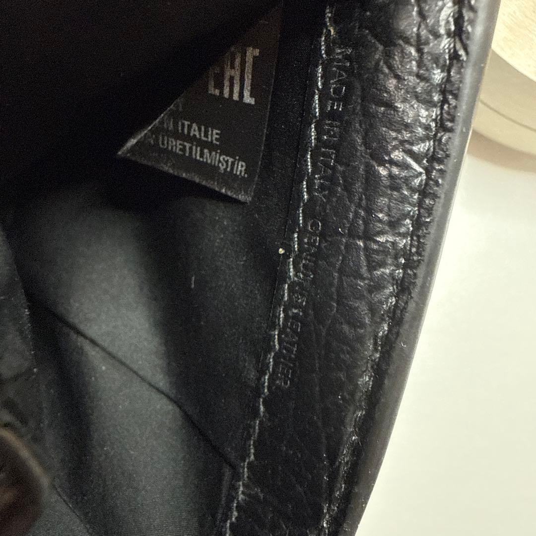 マルジェラ　ブラックレザー三つ折り財布