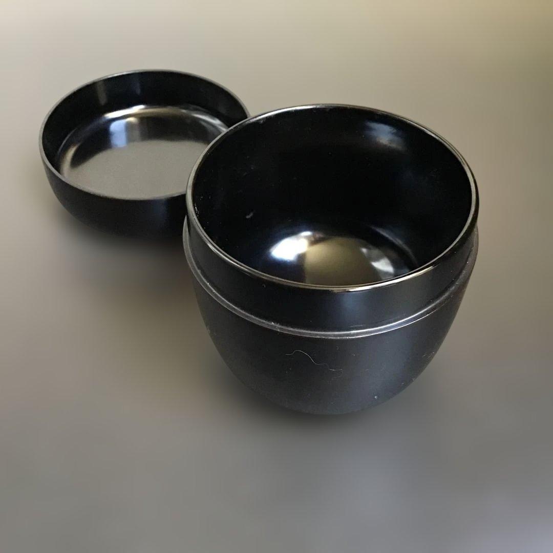 黒本漆塗り　木製　丸型棗　茶道　真塗