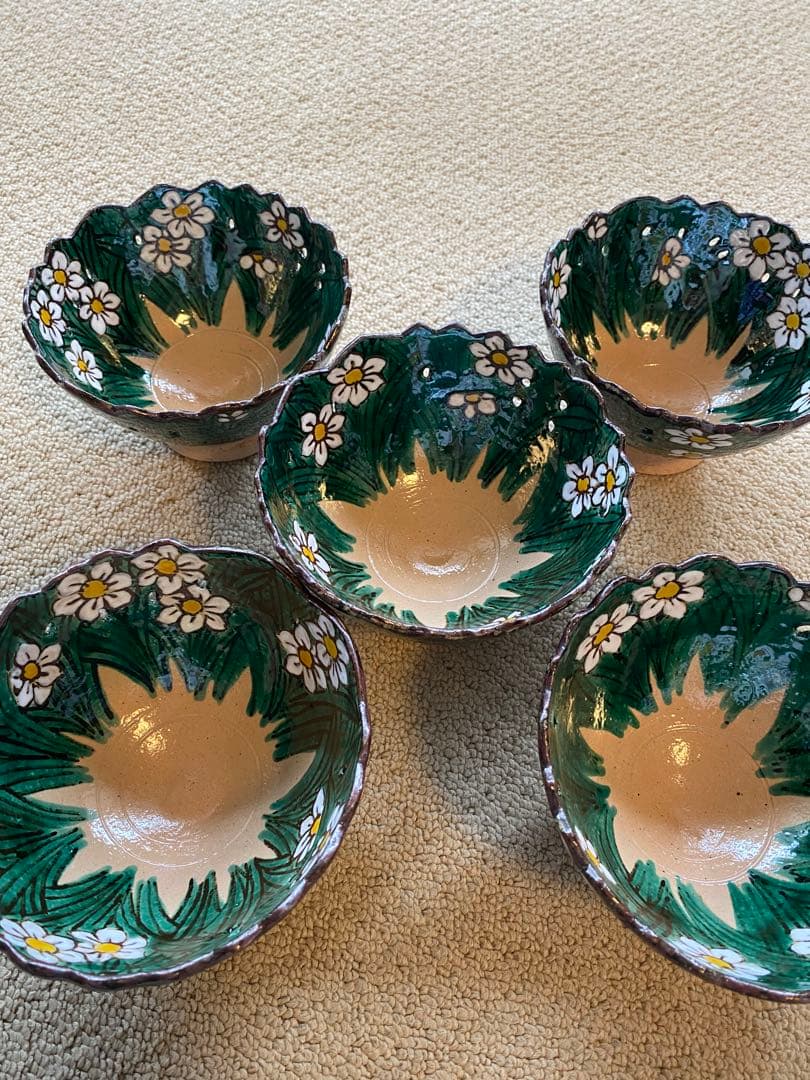 乾山写水仙向付5客　清水焼　新品未使用